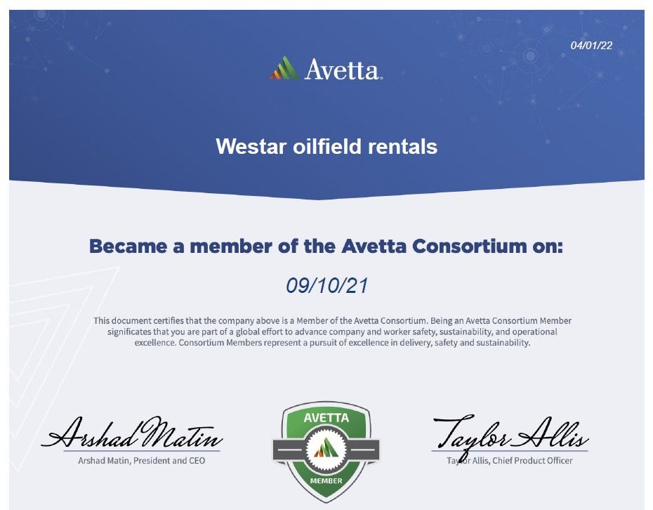 Avetta Certificate